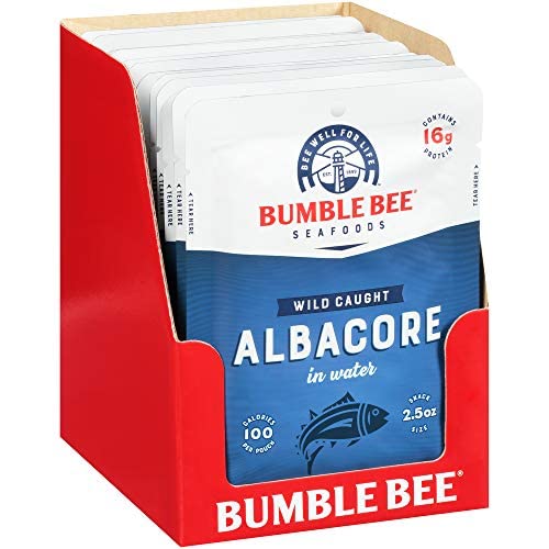 Bumble Bee Premium Albacore Tuna In Water, Tuna Fish, High Protein Food, Keto Food And Snacks, Gluten Free Food, High Protein Snacks, Canned Food, Bulk Tuna, 2.5 Ounce Pouches (Pack Of 12) #TOP4