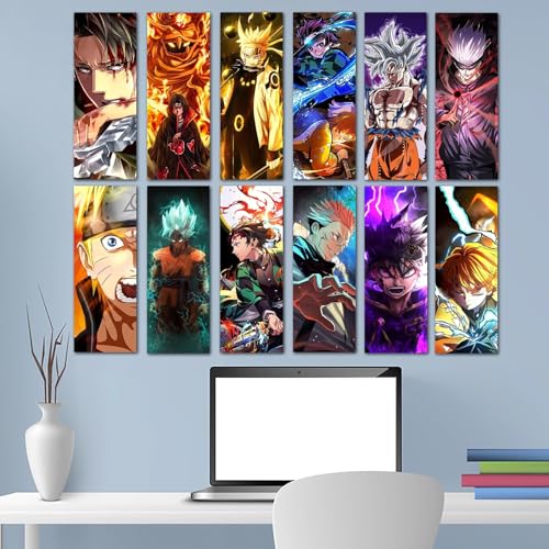 Image of Posterne Anime Universe Poster Set of 12 | 12 x 4.5 Inch Unframed Wall Prints | Mix Anime Fine Art Prints on 300 GSM Photographic Paper for Room, Office & Home Decor