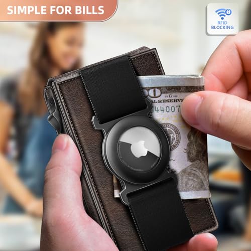 Image of BULLIANT Men Slim Leather Wallet Metal Case Money Clip-Magnetic Closure