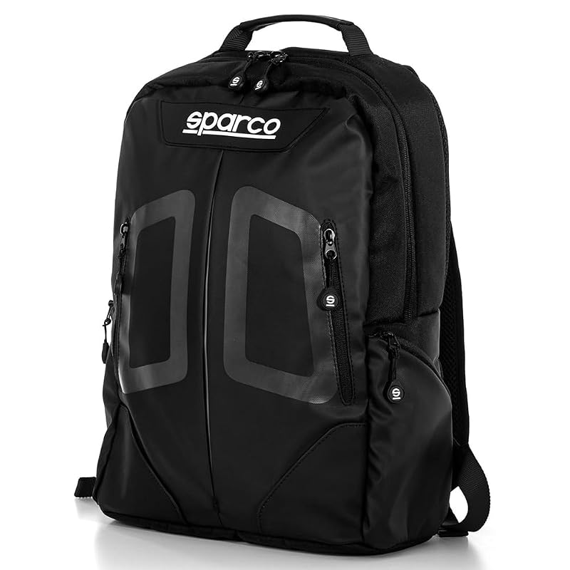 Mochila Sparco Stage preta tamanho médio com alças ajustáveis, 16 L