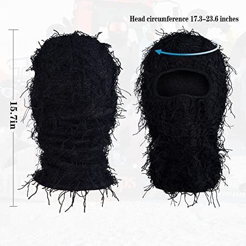 Cisei Balaclava Distressed Ski Mask - Knitting Distressed Winter Windproof Full Face Mask For Men Women Free Size (Olive) #TOP6