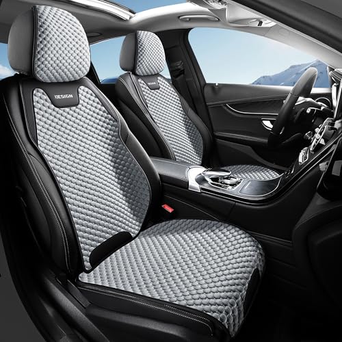 SIMGOO エプロン型 車用シートカバー 氷豆豆 防水・防汚 簡単取り付け ほとんどの車種対応 夏涼しく冬暖かい 通気性 撥水 (前席と後席, ブラックとグレー)