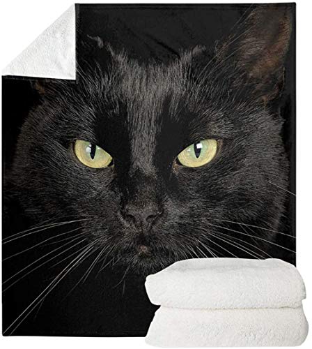 SEANATIVE Coperta in Pile di Flanella con Stampa Gatto Nero, Coperta da Letto Super Morbida, Calda, Pelosa, Leggera, Comoda per Divano, Biancheria da Letto per Soggiorno - XS