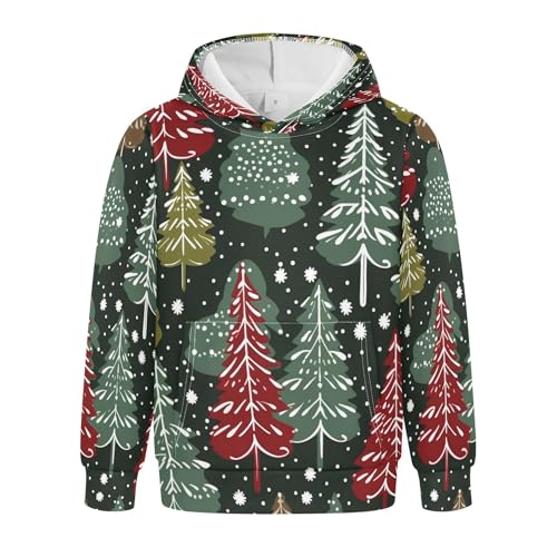Kids Hoodies Sweaters Christmas Xmas Trees Hooded Sweatshirts with Big Pockets for Boys Girls B0400319