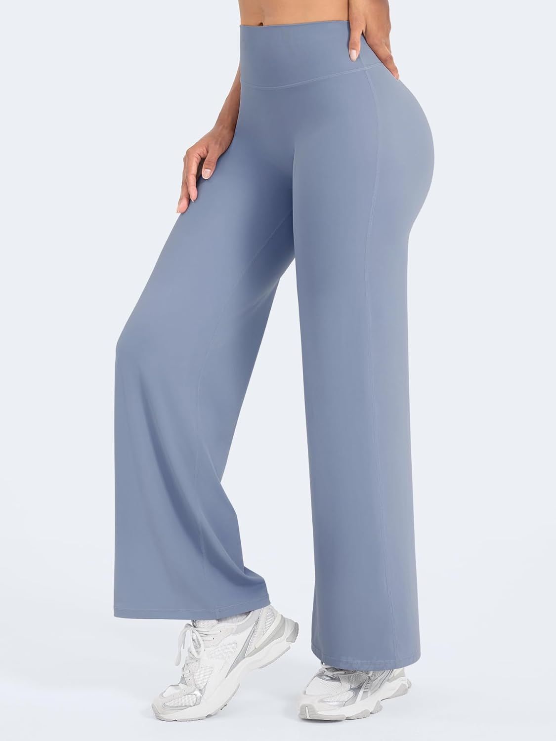 VOYJOY Straight Leggings Bottoms Wide Leg Pants for Women 29"/ 31.5"/33"/35" High Waist Stretch Casual Sweatpants - Image 4
