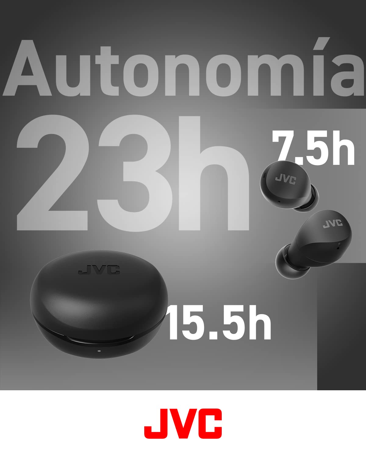 JVC Auriculares inalámbricos Gumy Mini - Bluetooth (5.1) Pequeños y Ligeros, con 3 Modos de Sonido, Resistencia al Agua (IPX4) y 23H de Batería. Deportivos y para Casa - HA-Z66T-B, Negro
