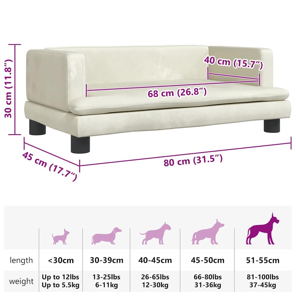 Cuccia per cani in velluto color crema, 80 x 45 x 30 cm, con morbida schiuma, bordo antiscivolo, accogliente e delicata sulle articolazioni, ideale come cuccia per cani, letto per animali
