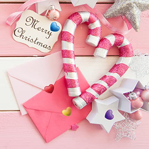 600Pcs Heart Shaped Sticker Labels, 3D Love Heart Stickers For Holiday Envelopes, Weddings, Valentine's Day, Offices, Blood Drives (1.5", 5 Colors) #TOP4