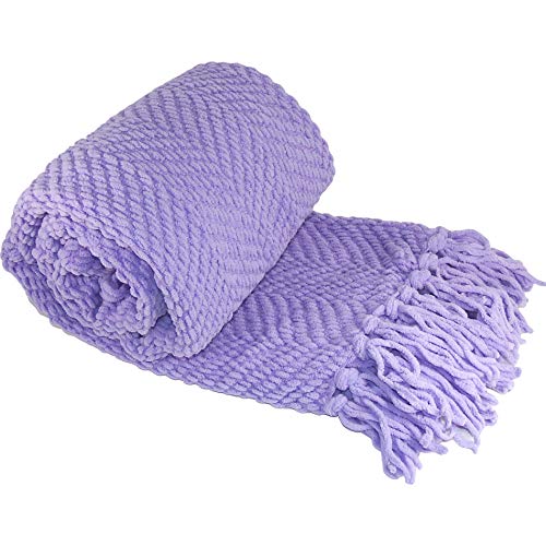 Home Soft Things Purple Throw Blanket Knitted Tweed Throw 50'' X 60'', Lavender, Super Soft Cozy Warm Comfortable Breathable Throw For Living Room Chair Couch Bed Sofa Bedroom Home Décor #TOP16