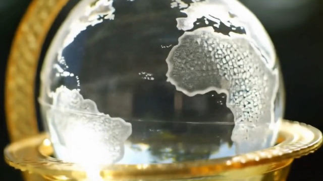 Shoppersduniya Fengshui Crystal Globe with Golden Stand for