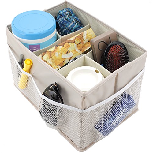 Paylak SCR700 Car Organizer Portable Console Back Seat Adjustable Dividers with Hook and Loup Straps - Beige