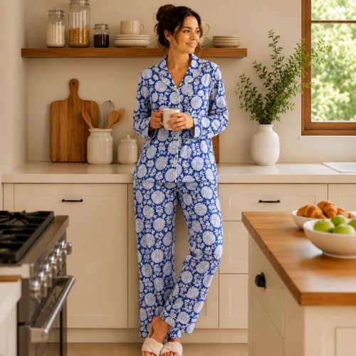Image of Huar Cotton Pajamas Set for Women - Luxurious Cotton Womens Pajama Sets - Comfortable Christmas PJ Set, Breathable & Light Pj