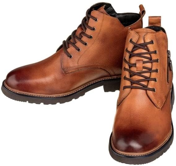 CALTO Men's Invisible Height Increasing Elevator Shoes - Brown Premium Leather Lace-up Cap-Toe Dress Casual Boots - 2.8 Inches Taller - Y42072 - Size 8 D(M) US - Image 6
