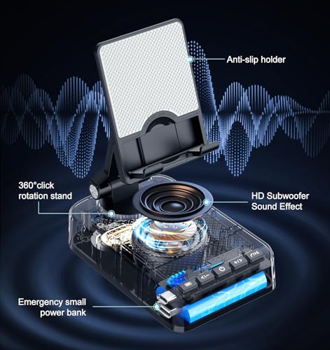 Joymate Phone Stand with Bluetooth Speaker and Charging Function 360° Rotable Angel Adjustable Cell Phone Holder with HD Stereo Sound の商品画像 2