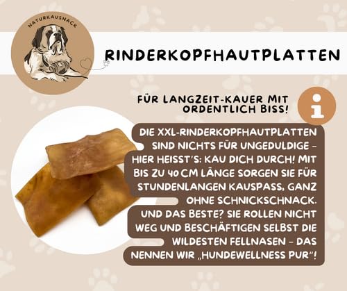 Warnick's Hundesnack Rinderkopfhautplatten - 5 kg | Große Rinderkopfhautplatten - Hart & lecker - Naturkausnack für Hunde aus 100% Rind - Zur Zahnpflege, ohne Zusätze