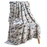 Velvety Soft Fleece Planes Clouds Throw Blanket: Navy Grey Gray White Variety of Aviation Flying Airplanes for Kids or Adults, Travel Wrap Comfort or Room Decor Accent