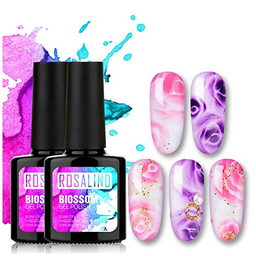 SmoBea 10ml x2 Nail Blooming Gel, Clear Nail Blooming Gel Polish for Nail Art Decoration Blooming Effect Nail Art Gel DIY and Salon Use Blossom Gel for Manicure Art Design 2 Pack
