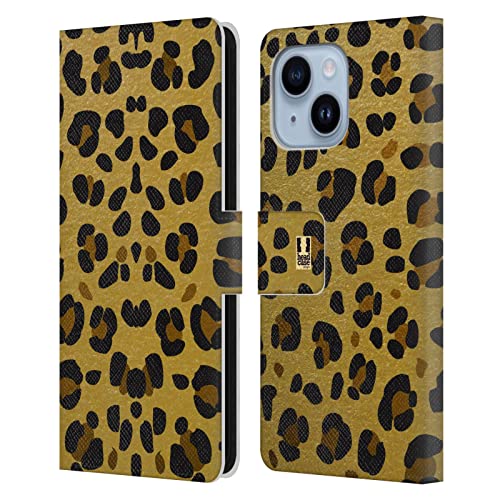 Étui en cuir iPhone 14 Plus Head Case grand motif animal or