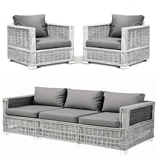 Kosiproducts Replacement Rattan Cushion Seat Cushions Garden Patio Furniture [Grey, 5 Seats + 5 Cushions] - Furntiure Not Included
