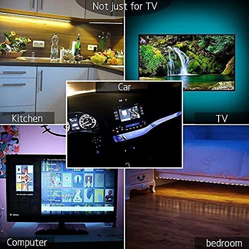 Image of Desidiya USB 5V 5050 RGB LED Flexible Strip Light Multi-Color Changing Lighting Kit, TV Background Lighting with Mini Controller for TV PC Laptop Bias Lighting (1 Meter for TV's Up to 28 inch).