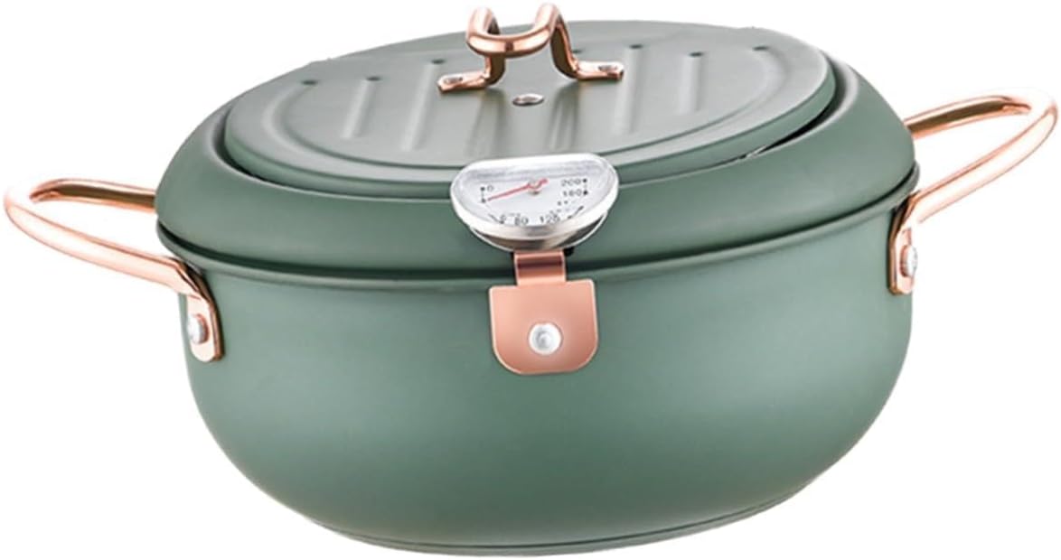 Amosfun Deep Fryer Pan Non Stick Frying Pans Stainless Steel Deep Frying Pot Temperature Control Capacity for Cooking