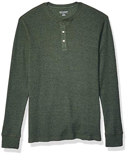 Amazon Essentials Men's Slim-Fit Long-Sleeve Waffle Henley, Olive Heather, X-Large