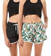 LARGERED Womens Swim Shorts Quick Dry Board Shorts Summer Beach Short Swimsuit High Waisted Bathi...