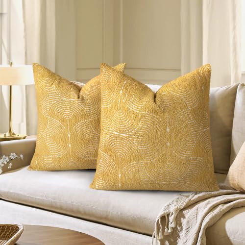AELS Boho Decorative Textured Throw Pillow Covers 18x18, Organic Modern Mid Century...
