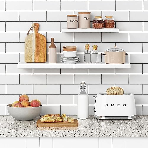 YARUKIMA White Floating Shelves Wall Mounted Set of 3,Wood Storage Shlef for Wall,Space Saving Wall Shelf for Bathroom Bedroom Kitchen Storage Rack with Invisible Brackets.