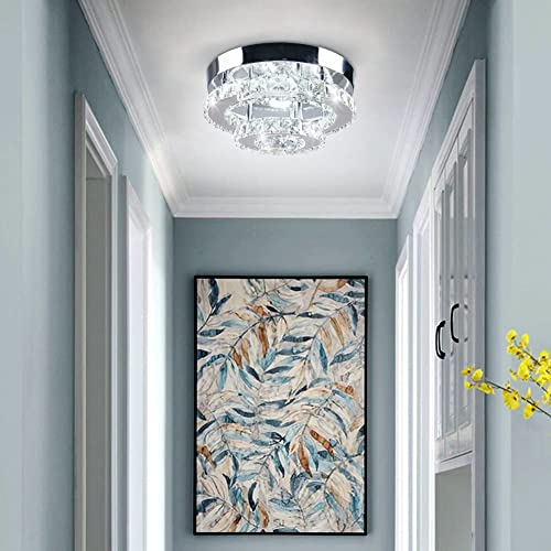 Image of 9.8 inch Crystal Flush Mount Ceiling Light Cool White Mini Chandelier