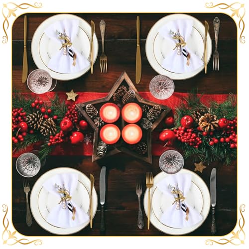 Peryiter Set of 4 Christmas Nutcracker Cloth Napkins 18 x 18 Inch Embroidery Reusable Washable Cotton Dinner Cloth Napkins Tabletop Collection for Xmas Dining Kitchen Party Wedding Decoration Supplies – Image 4