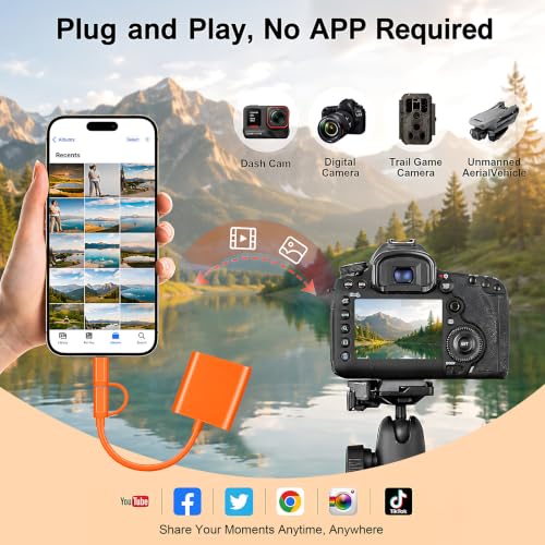 Clomnpe Czytnik kart SD, Lightning USB-C Dual Slot SD TF czytnik kart