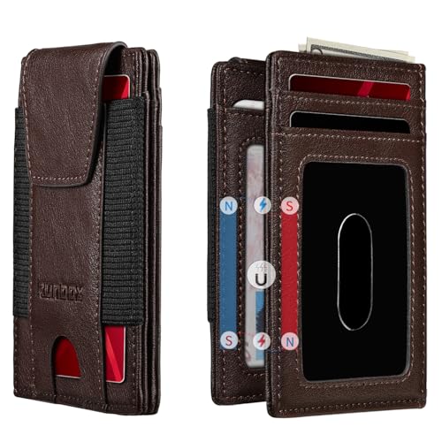 RUNBOX Slim Wallet for Men With 2 ID Windows Holds 10-12 Cards Minimalist Front - Pocket RFID - Blocking Wallets Ideal Gift Choice