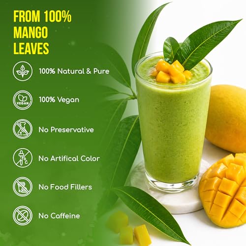 Image of FreshDrinkUS, Premium 8oz Mango Leaves Powder, 100% Natural & Pure, Herbal Tea, Daily Infusion Botanical, No Sugar, No Caffeine, No Gluten, Vegan. Rich in Antioxidants.