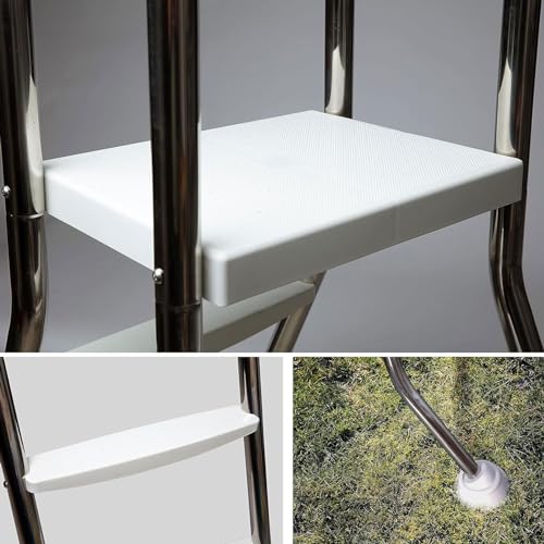 Escalera para piscina elevada de 3 peldaños doble lado acero inoxidable miniatura 4