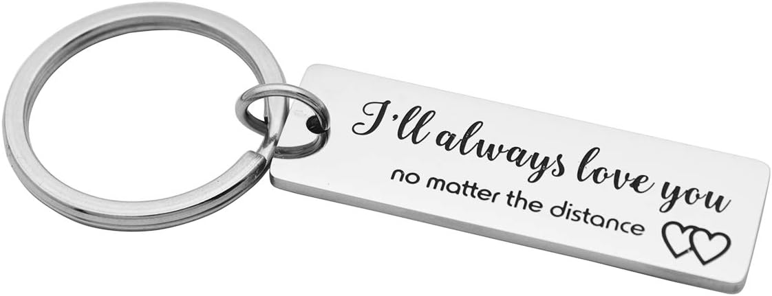 Kingmaruo Deployment Keychain Long Distance Relationship Couples Gift Deployment Gift for Him for Her (Always Love You No Matter The Distance)