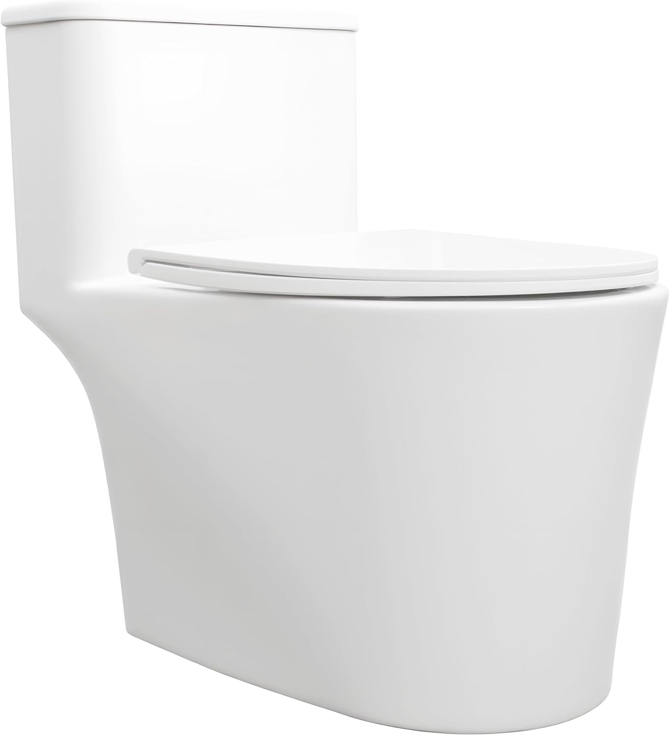 VANCOCO Compact One-Piece Toilet for Small Bathrooms - 25" Long x 13.4" Wide x 28.4" Space-Saving Design 12'' Rough-In, White