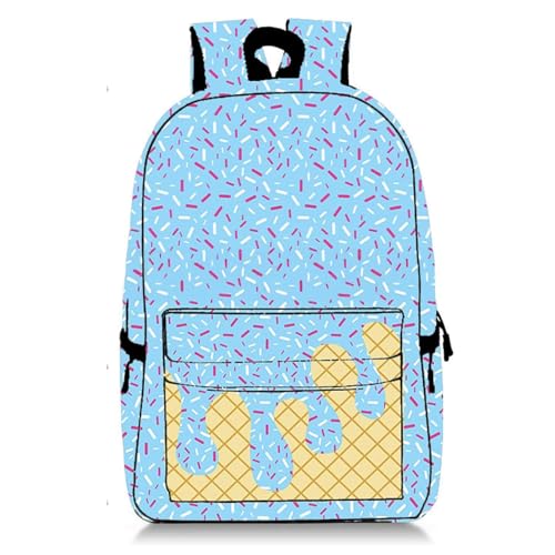 Ice Cream Backpack Kawaii Shoulder Bag, Cute Shoulder Bag, Ice Cream Drip Backpack, Large Capacity, with Side Pockets (Light blue)