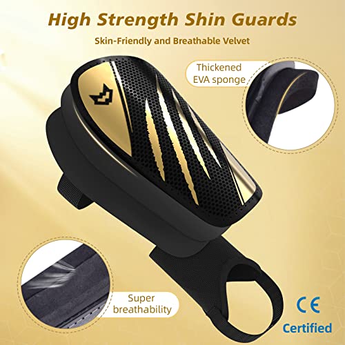 WVVOU Shin Pads Kids, Football Shin Guards for Boys and Girls, Shin Guards Football Men with Double Adjustable Straps, Super Impact Resistance, Lightweight, CE Certified - Image 3