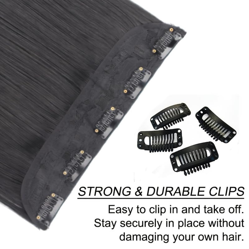Image of 24 inch Heat Resistant Clip In Synthetic Straight Hair Extensions - Synthetic Hair Extension /Ponytail Long Braided Ponytail With Elastic Hair Ties Synthetic Hair Extensions (Style 4)
