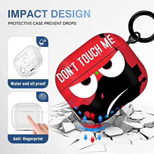 Image of for Airpods 3 Case 2021, Don't Touch Me for Airpods Cover with Keychain Soft Cute Shockproof Cover for Women Men Compatible with for Airpods 3 Charging Case,red
