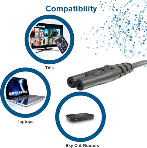 Image of WeFly 1.5 Meter 2 Pin 90 Degree Power Cord Cable 18AWG for Laptop Adapter, Camera, Printer, Charger Black (1.5 Meter 2 Pin)