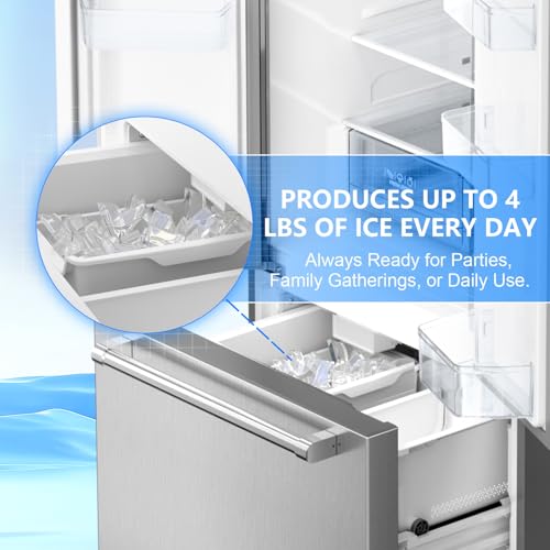 Image of Antarctic Star 17.5 Cu Ft French Door Refrigerator, Bottom Freezer with Built-In Automatic Ice Maker, Fast Cooling & Multi-Air Flow, Inverter Compressor, Stainless Steel VCM, LED Touch Display, Silver