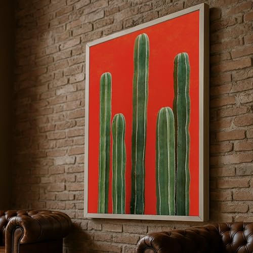 Grand cactus vert toile salon déco moderne désert