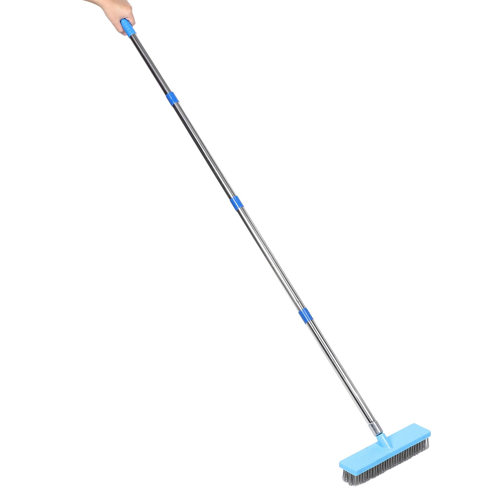 Brosse à Récurer pour Joints de Sol et Carrelage Manche Long 1,6 M à Poils Rigides en Acier Inoxydable pour Nettoyage de Toilettes et Angles de Bain