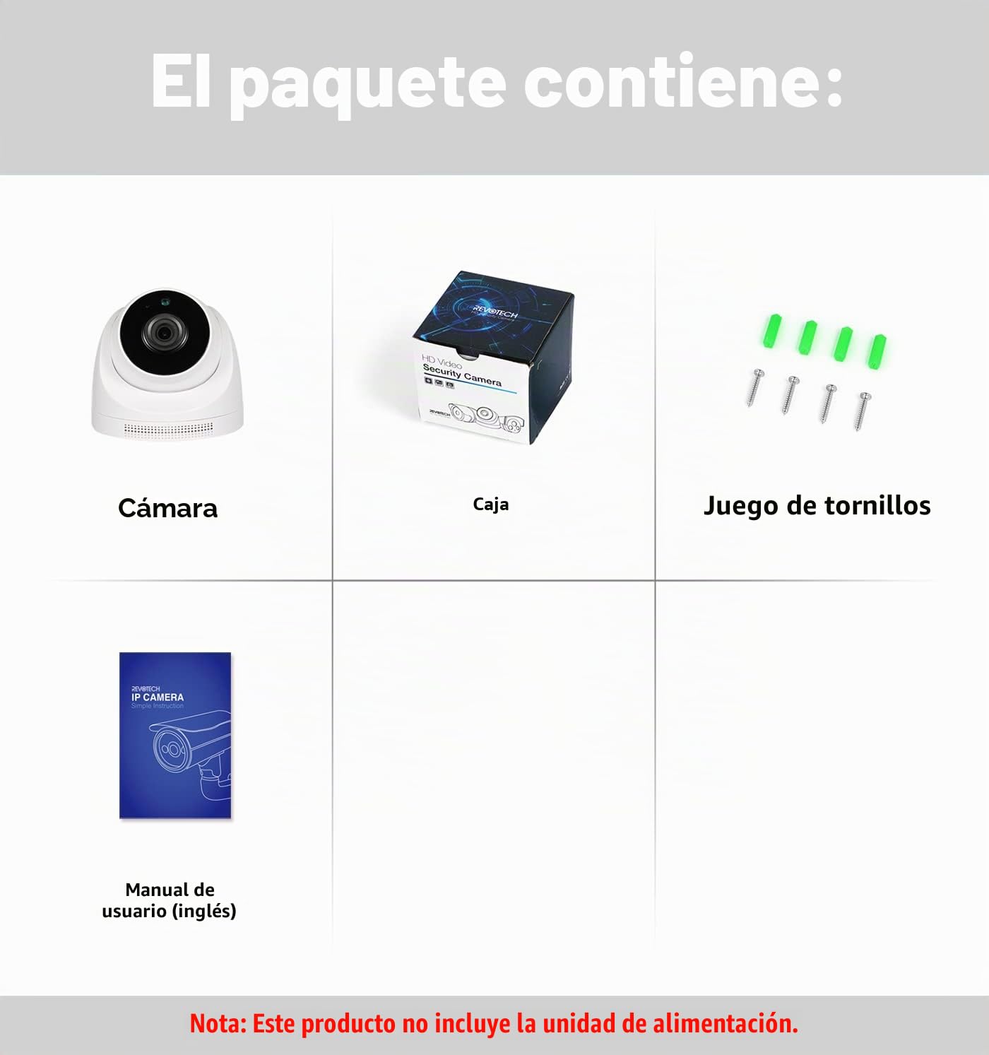Revotech HD 3MP Cámara IP PoE para Interiores con Audio, Domo Cámara de Seguridad Visión Nocturna por Infrarrojos Vista Remota P2P Cámara CCTV H.265/H.264 (I3006-POE-Audio)