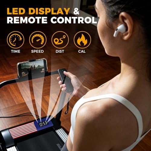 Image of Walking Treadmil with Incline - 2.5HP Portable Treadmill for Home Office, Compact Running Walking Machine with Remote Control, LED Display, Quiet Walking Machine, 265LB Capacity