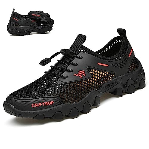 KCTRFSJ Men's Portable Tied Orthopedic Hiking Quick-drying Sneakers,Summer Mesh Breathable Lightweight Outdoor Trail Running Wading Shoes Non-Slip Walking Shoes2