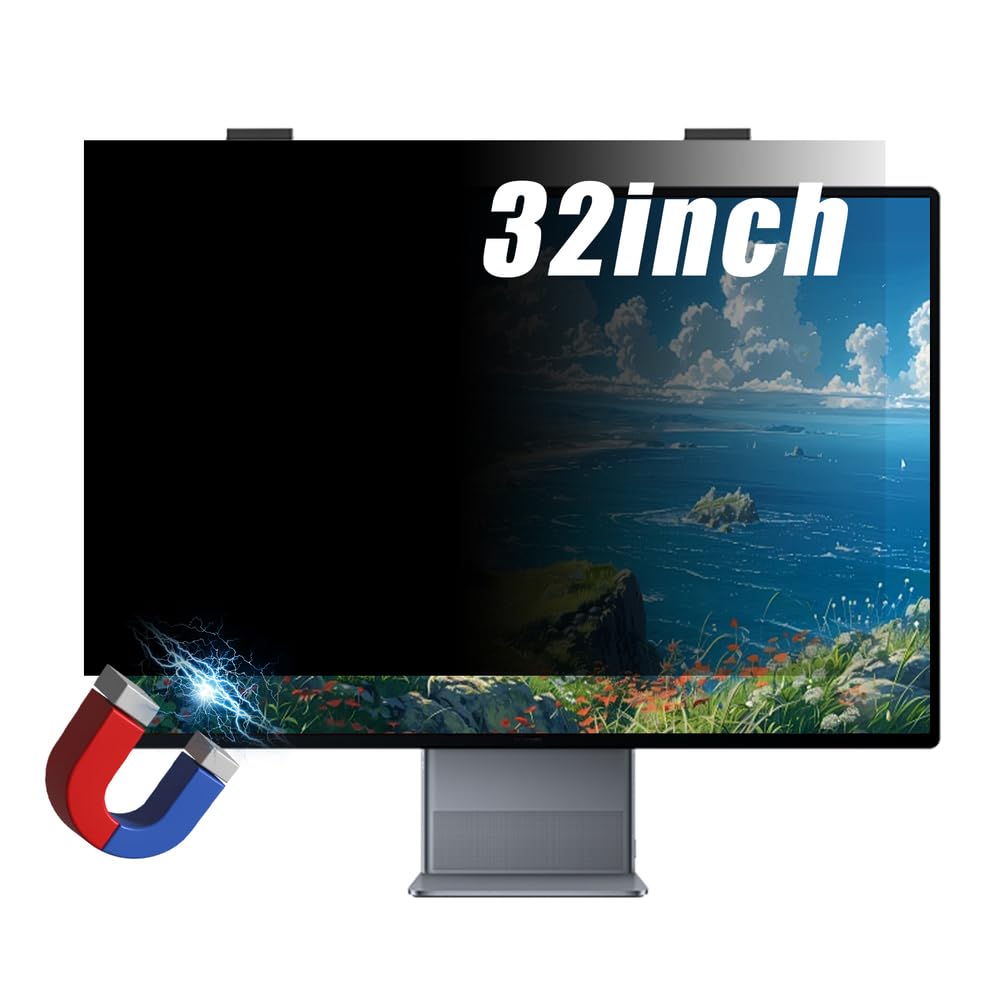 Filtro de Pantalla de Privacidad para Computadora Magnético de 32 Pulgadas, Película Protectora Colgante Anti-Luz Azul/Anti-Reflejo, Filtro Antiespía Extraíble para Entornos de Trabajo Digitales