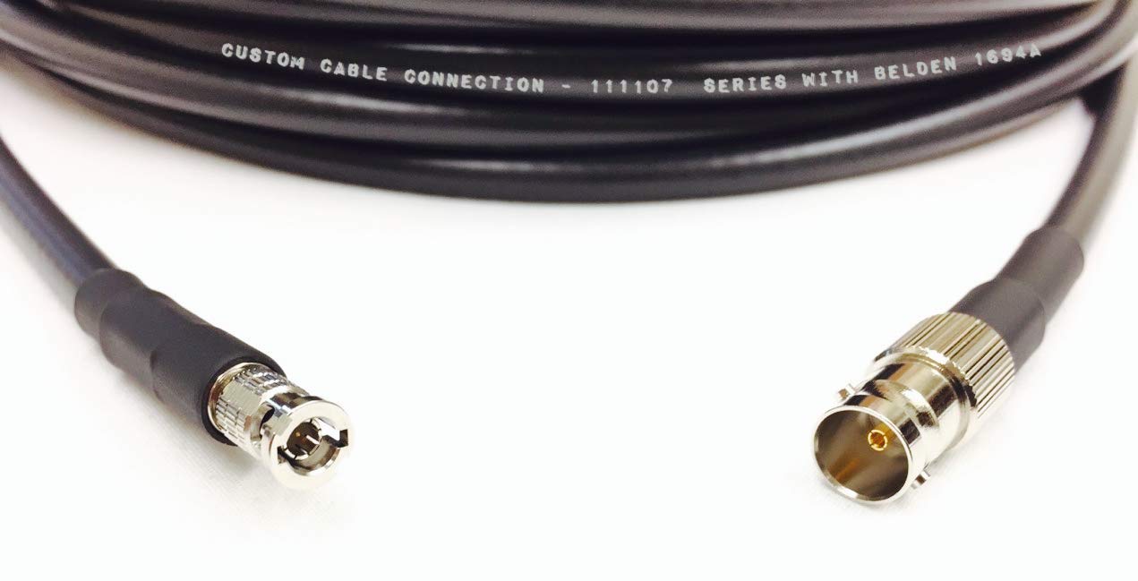 1 Foot Standard BNC Female to HD Micro BNC Male 6G HD-SDI Belden 1694A RG6 75Ohm Coaxial Adapter Cable Black by Custom Cable Connection : Electronics